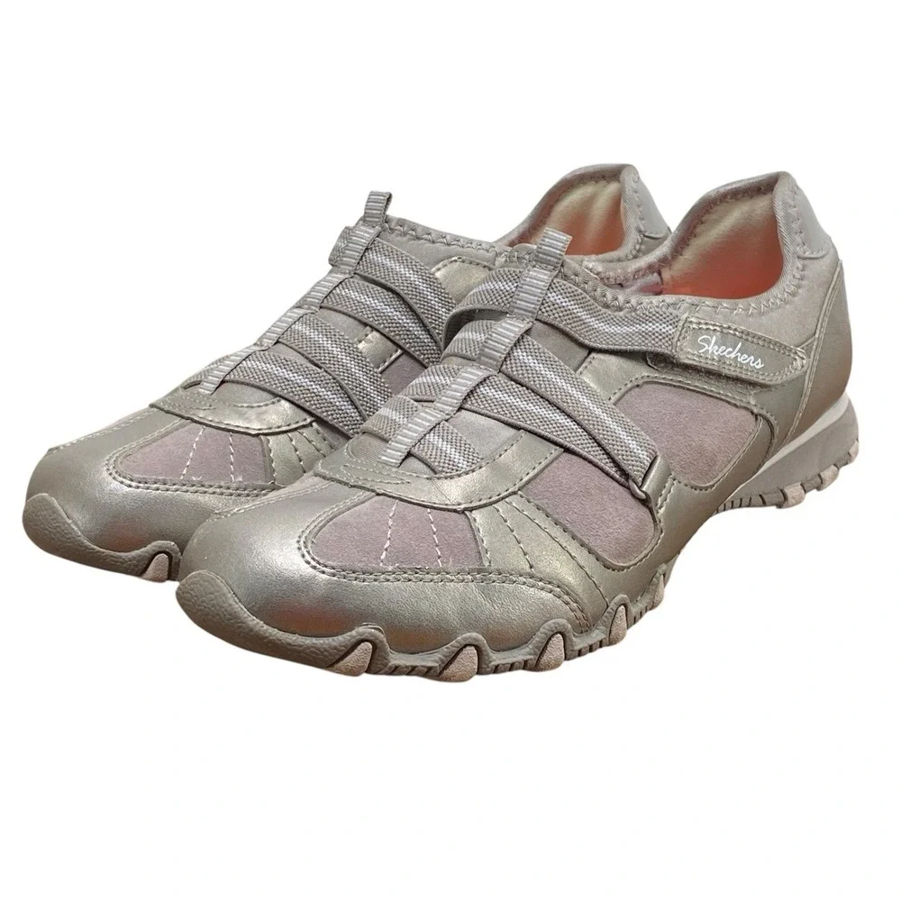 Skechers Bikers Rock Steady 22367 Taupe Comfort Walking Shoes Womens 9